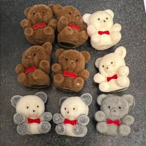 Vintage Mini flocked bears for crafts